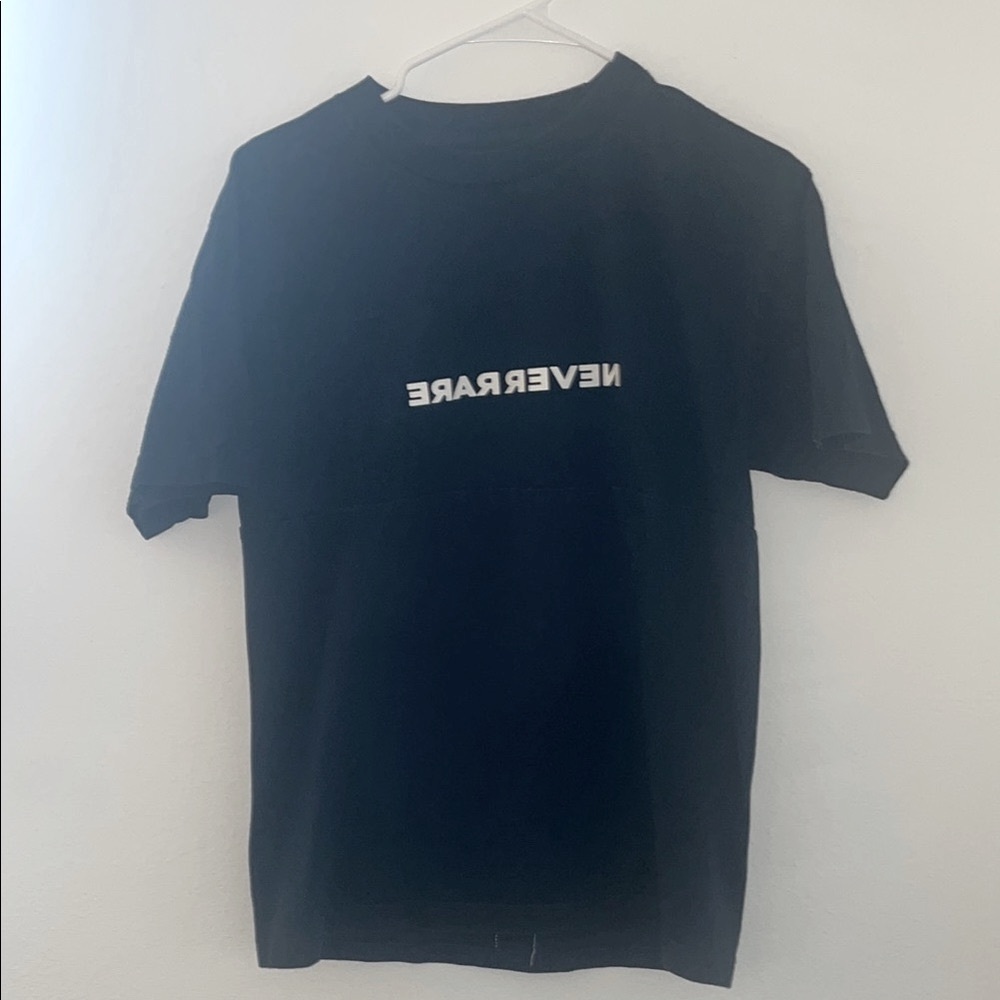 Navy NEVERRARE Oversized Short Sleeve Crew Neck Graphic Tee
